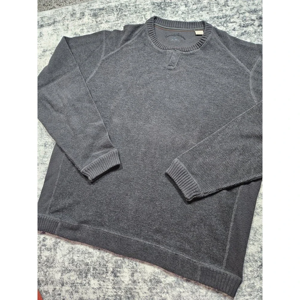 Tommy Bahama Sweater Mens Size XL  Dark Gray Pullover Long Sleeve